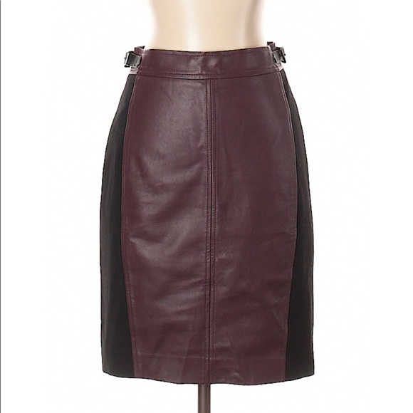 Ann Taylor Dresses & Skirts - Faux leather burgundy pencil skirt with panels